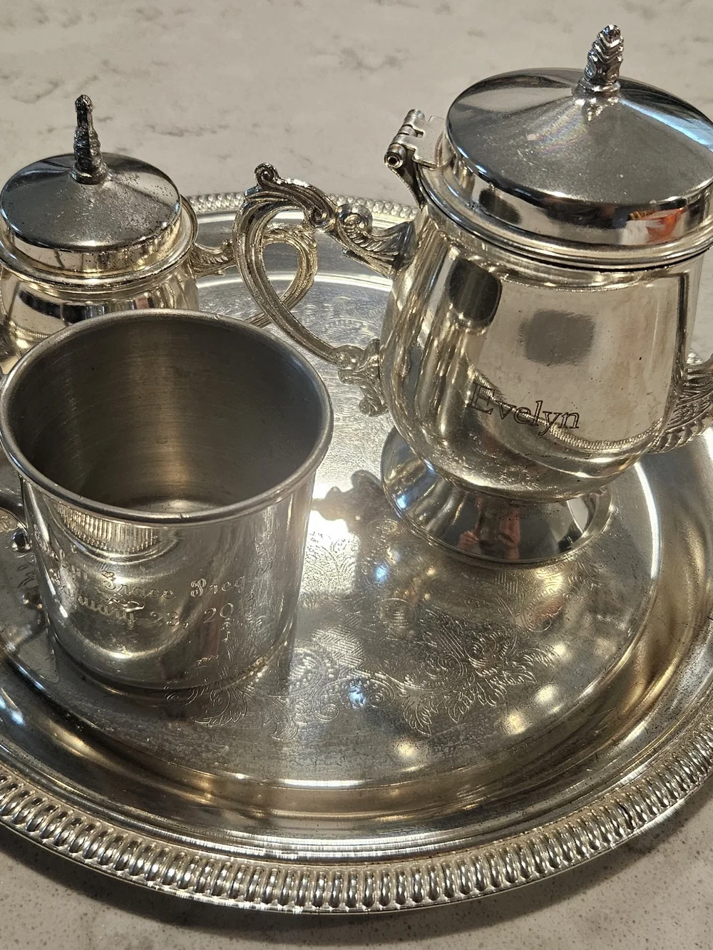 Classic Silver-Plated Tea Set - Elegant White/Silver Finish